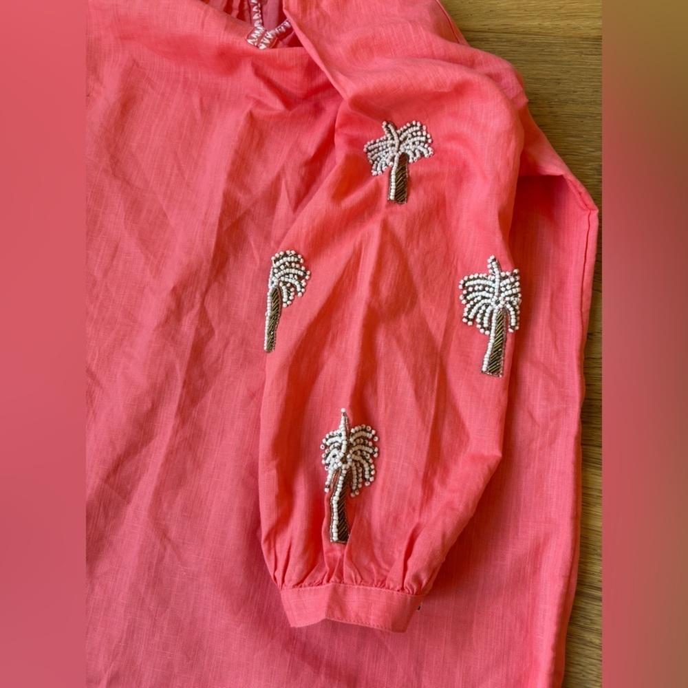 Talbots linen/cotton shift dress either beaded palm trees MP - Picture 6 of 7